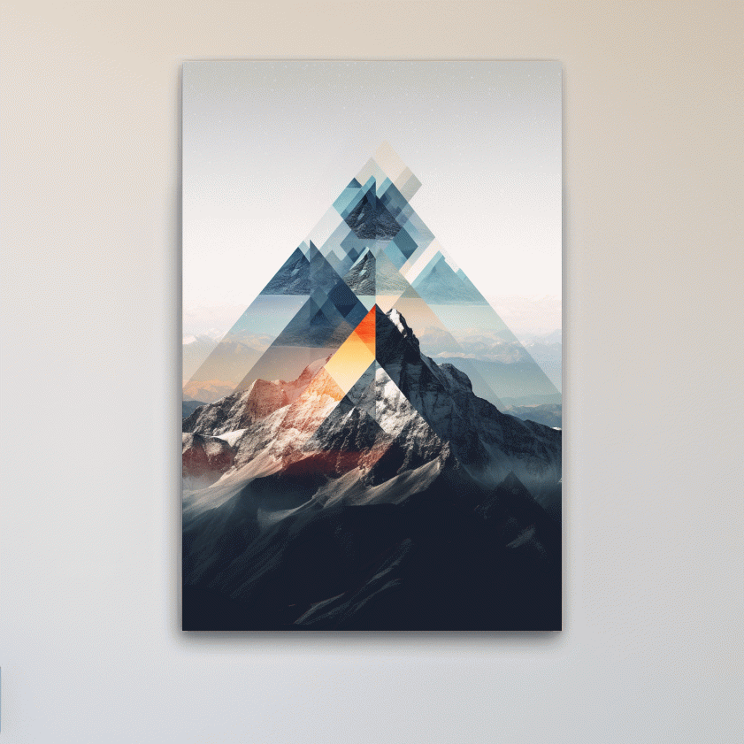 Geometric Abstract Mountain Peak Collage - Minimalist Landscape Artwork