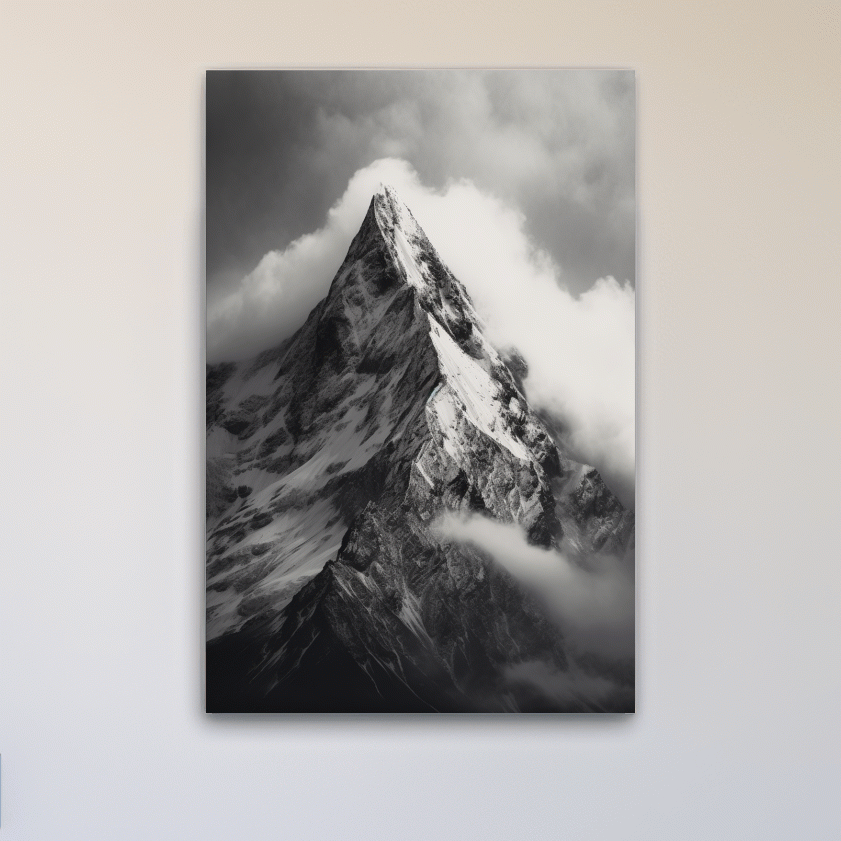 Moody Black And White Glacier Peak - Photographic Alpine Mountain Wall Art