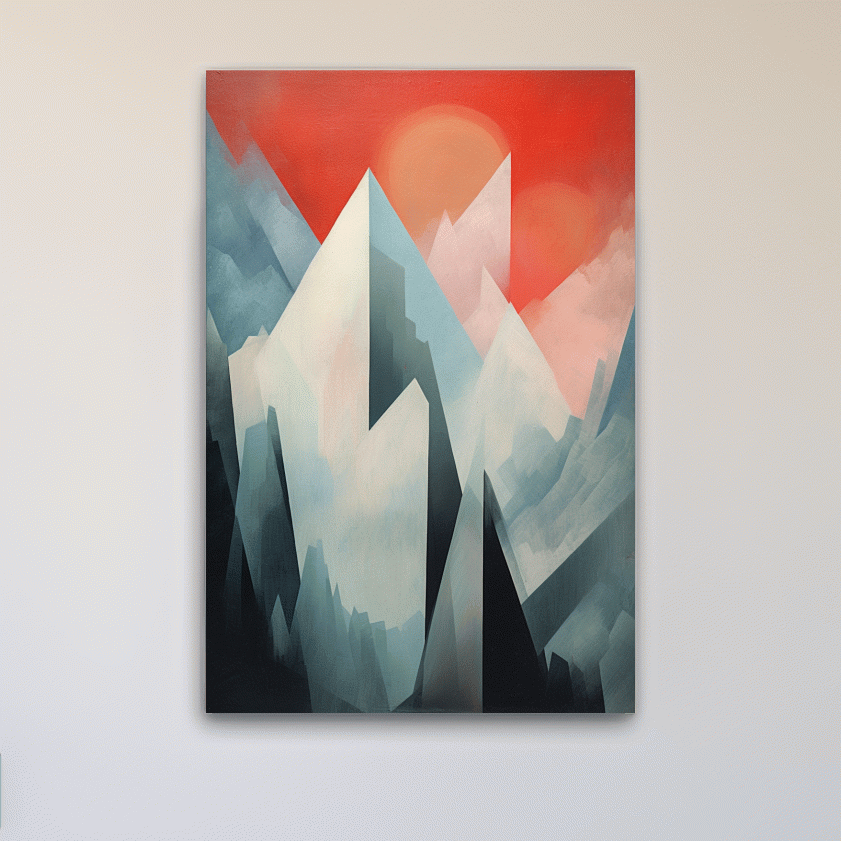 Abstract suprematism mountain painting
