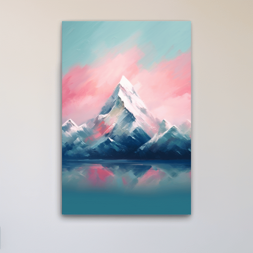 Abstract impressionist painting of a glacial lake