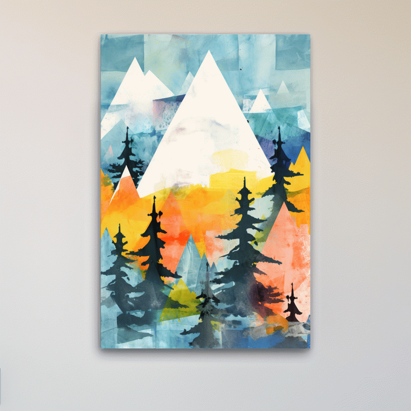 Simple rustic painting of the mountains