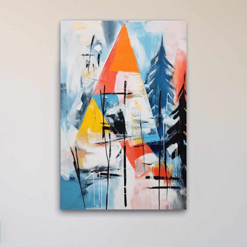 Abstract dripping mountain painting