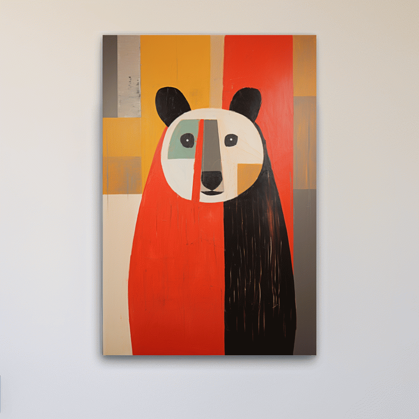 Quirky simplistic painting of a bear on wood