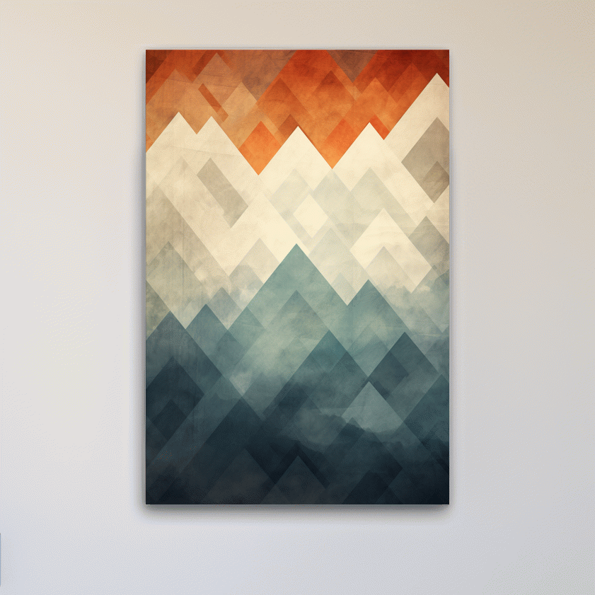 Mid century art, triangular mountain patterns