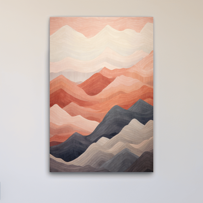 Pastel patterns, rolling mountain shapes