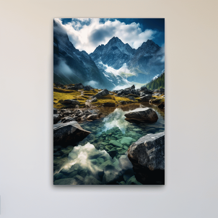 Photographic art of a pristine alpine glacial stream