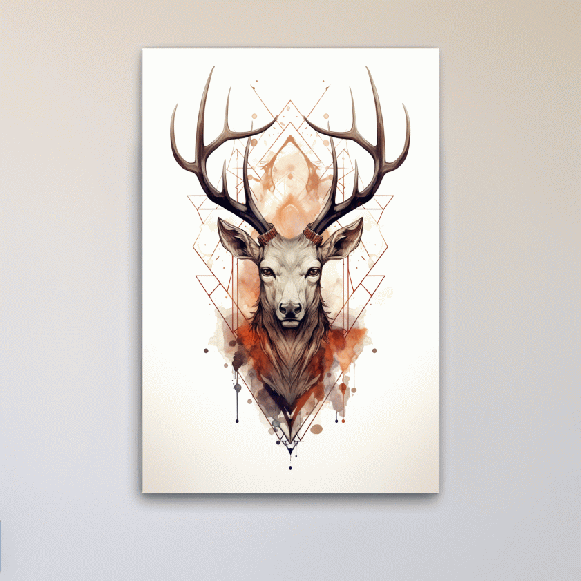 Ornate patterned illustration of a deers head