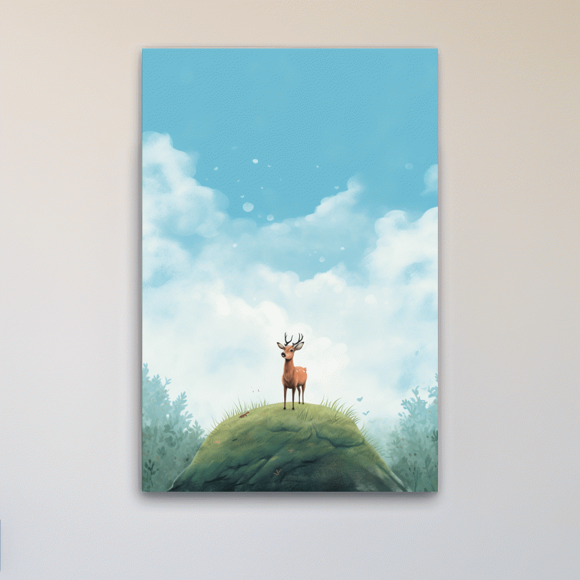 Bright illustration artwork of a cute deer