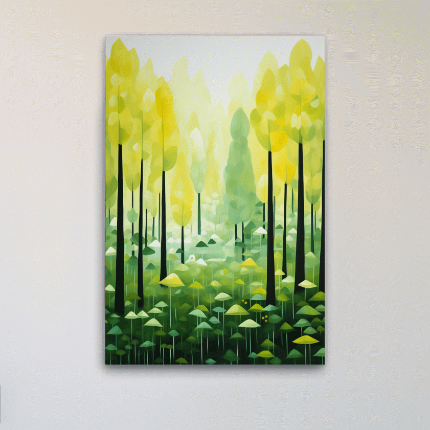 Happy illustration of a surreal storybook forest