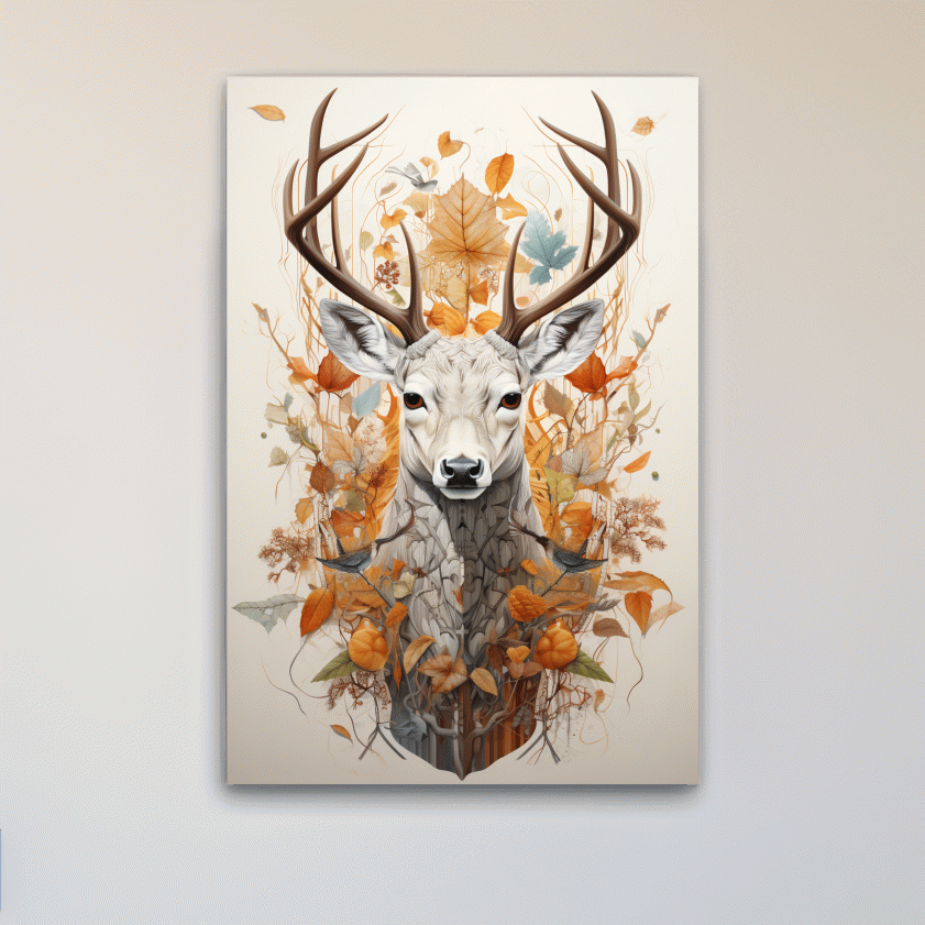 Ornate deer head, coat of arms emblem style artwork