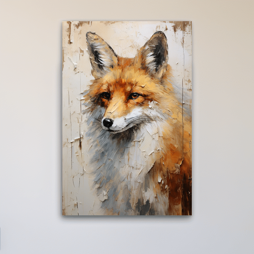 Textured Fox Portrait Painting - Rustic Wildlife Wall Art