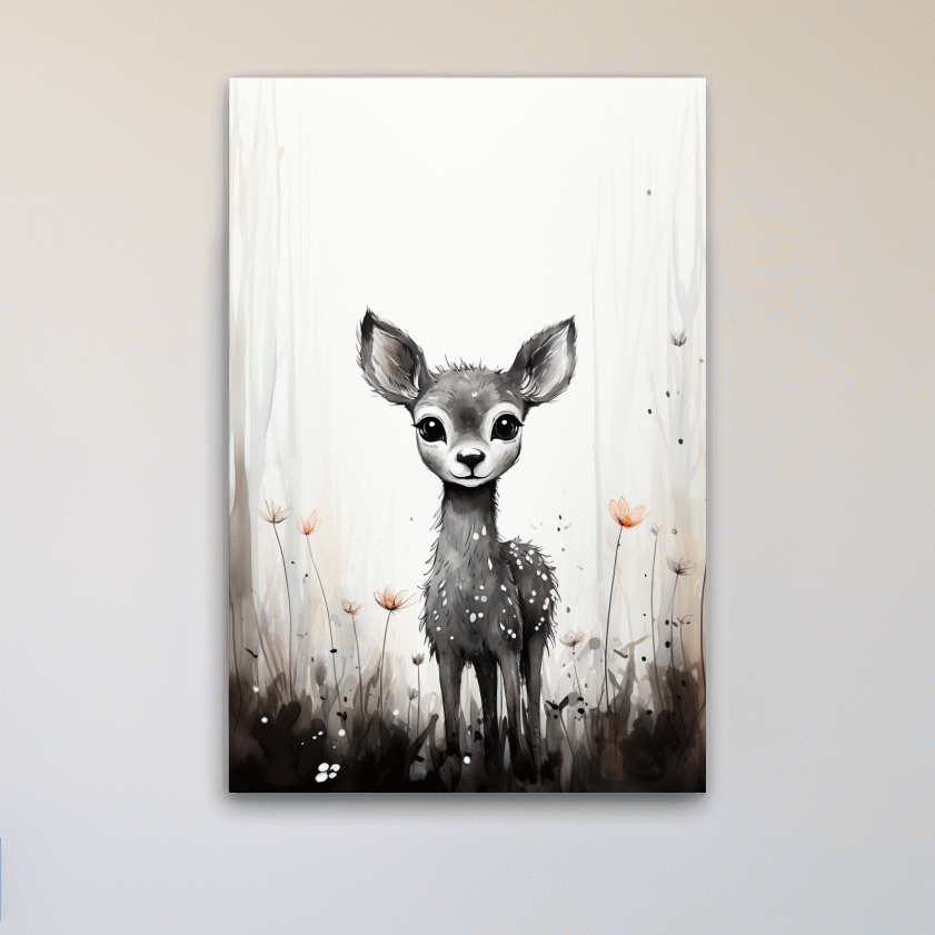 Cute baby deer, simple watercolor illustration drawing art