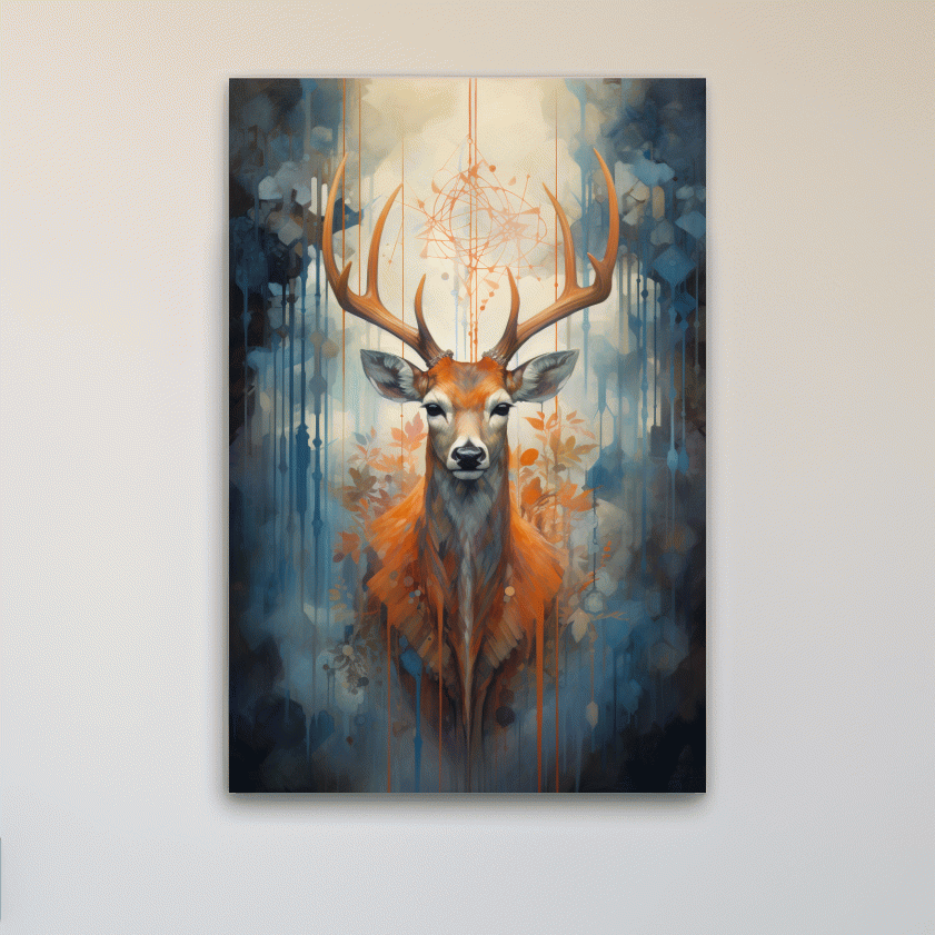 Abstract painting of a majestic deer head