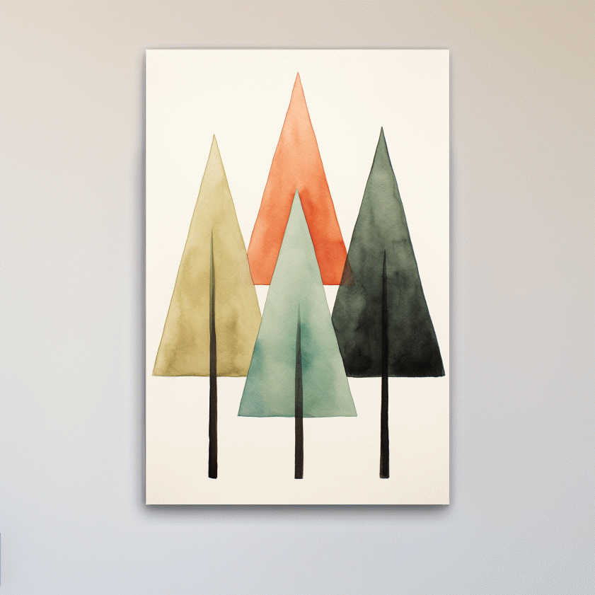 Rustic minimal tree art illustration, Scandinavian style art