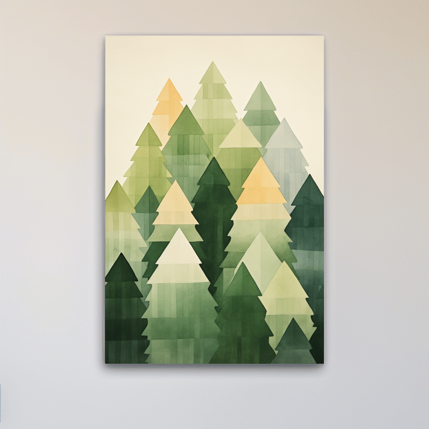 Rustic bohemian forest watercolor painting wall art