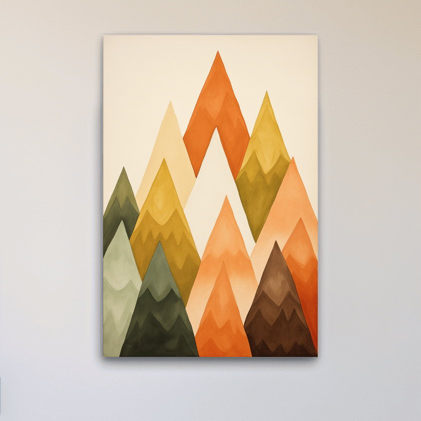 Minimalist Geometric Watercolor Mountains - Modern Scandinavian Landscape Wall Art