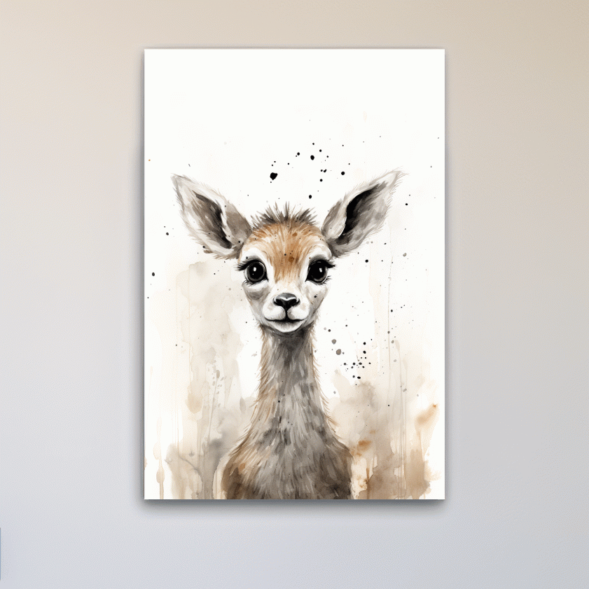 Watercolour illustration of a deer fawn