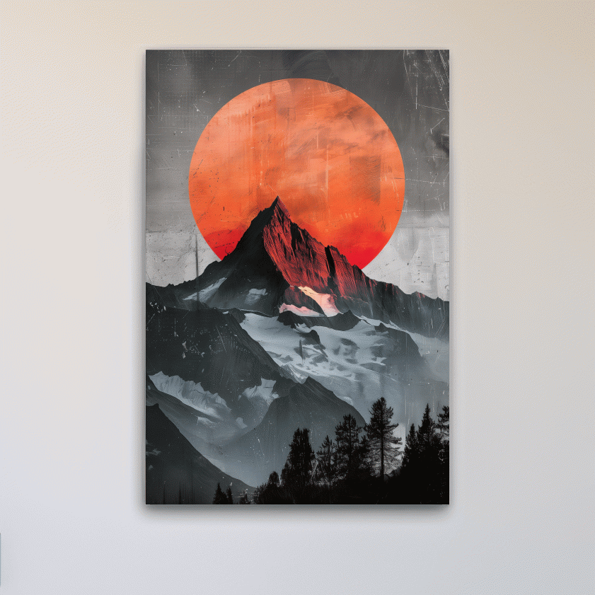 Surreal mountain glacier sunset artwork