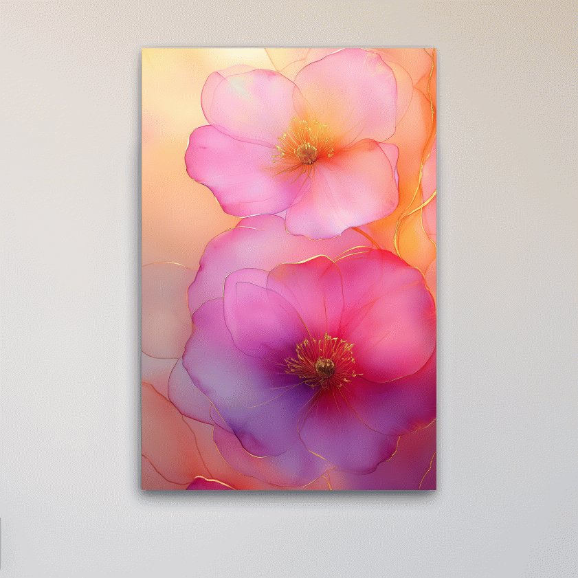 Watercolour painting wall art of poppy flowers