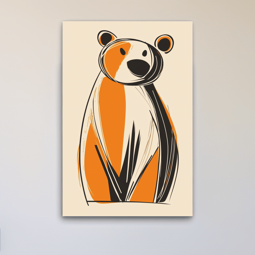 Fun caricature print of a cartoon bear