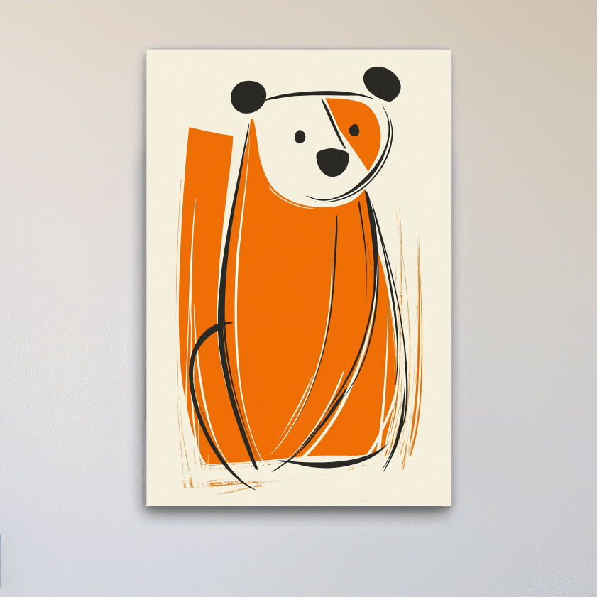 Caricature wall art illustration print of a curious cartoon bear