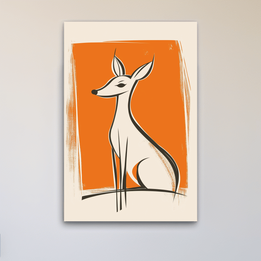 Fun caricature wall art print of a cartoon deer