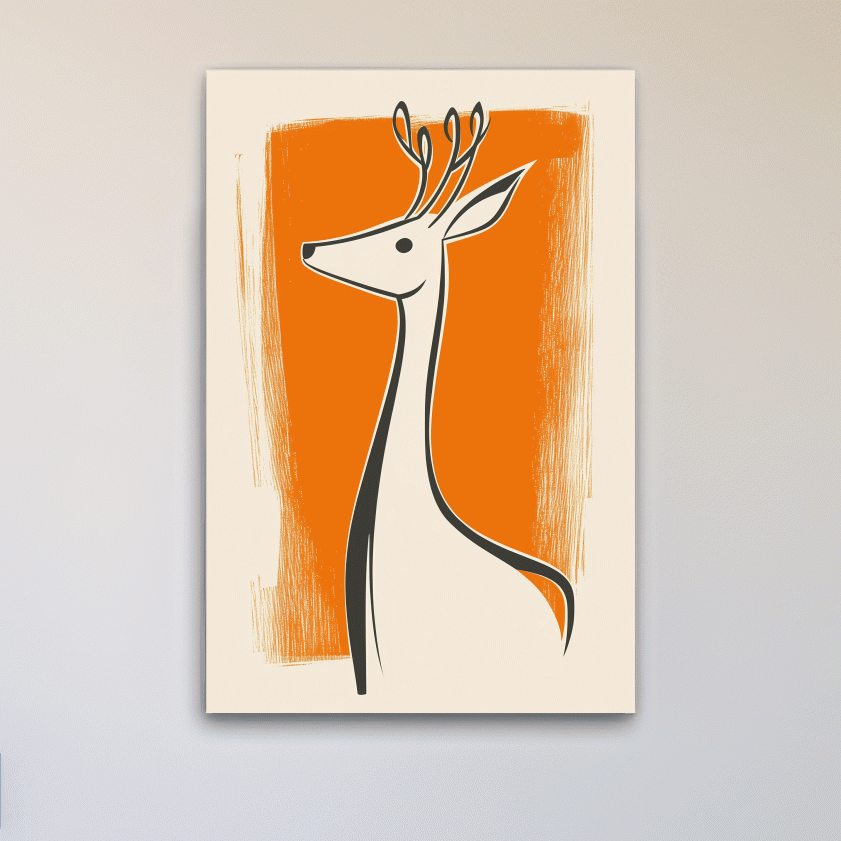 Caricature wall art illustration of a cute cartoon deer