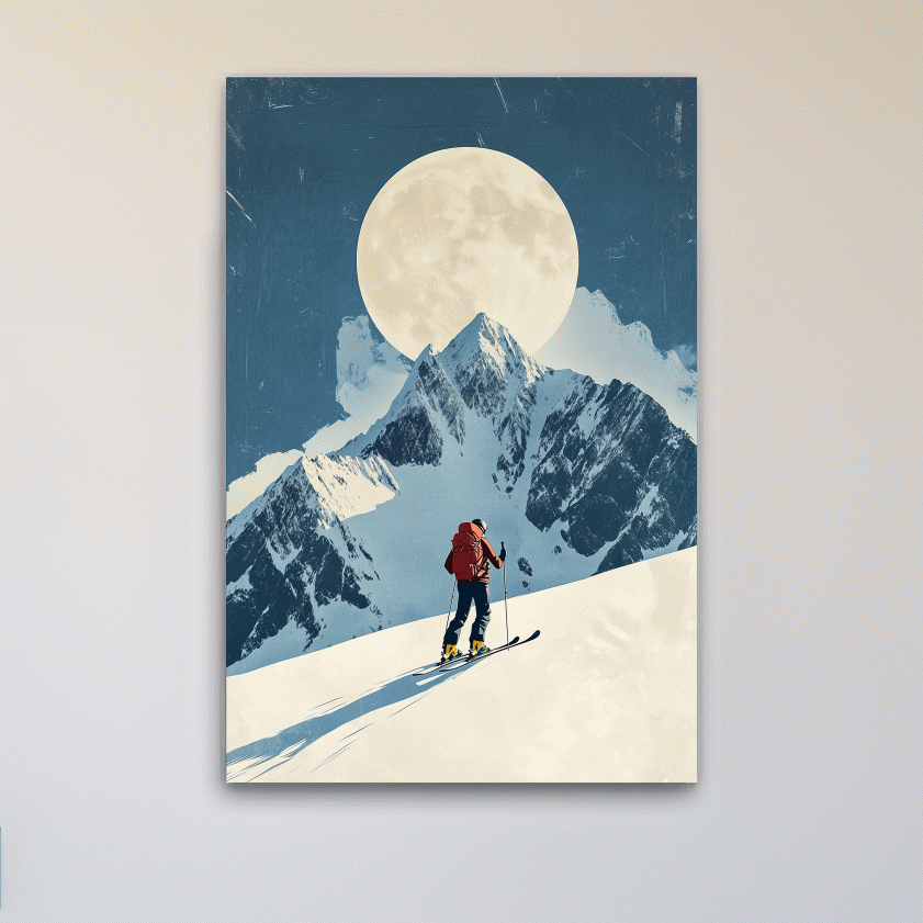 Retro style ski poster wall art