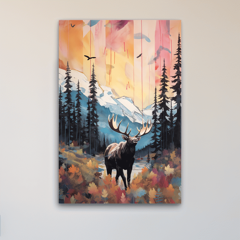 Abstract painting of a majestic moose