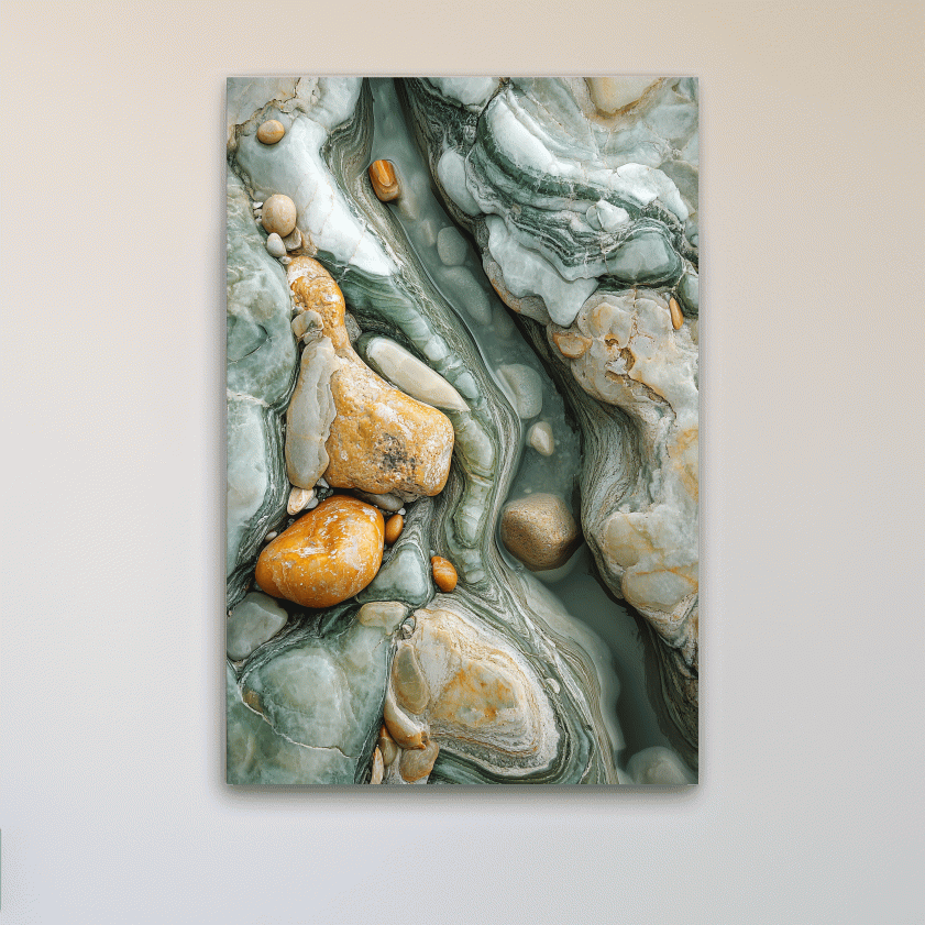 Natural stone and rock wall artwork, textured abstract flowing design