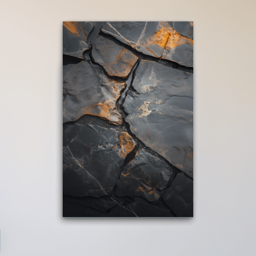 Cracked stone texture artwork, rustic natural organic rock wall art