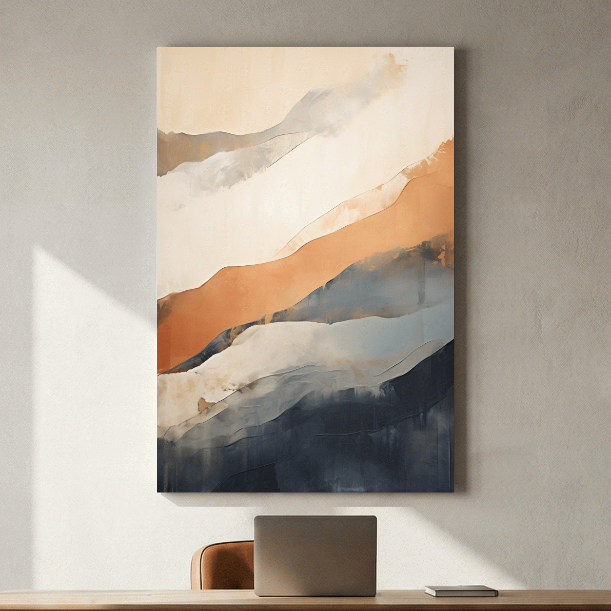Minimalist Abstract Mountain Layers Painting - Modern Watercolor Landscape Wall Art