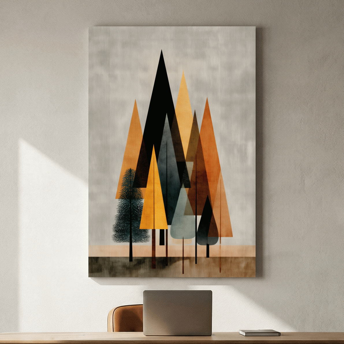 Minimalist Geometric Pine Tree Forest - Mid Century Modern Scandinavian Wall Art