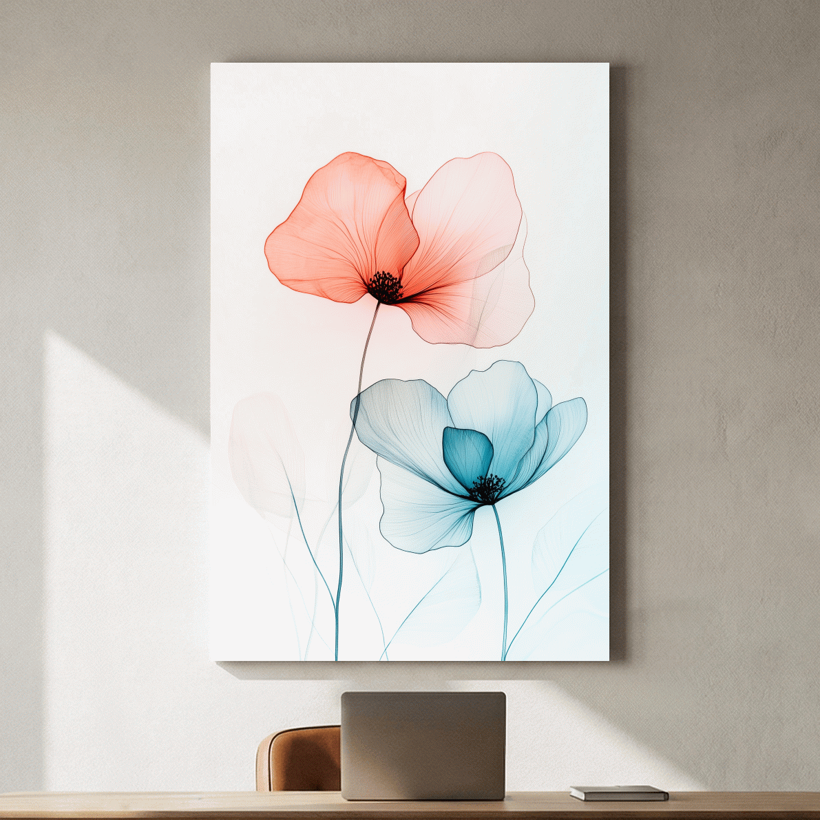 Minimalist Poppy Watercolor Print - Modern Botanical Floral Wall Art