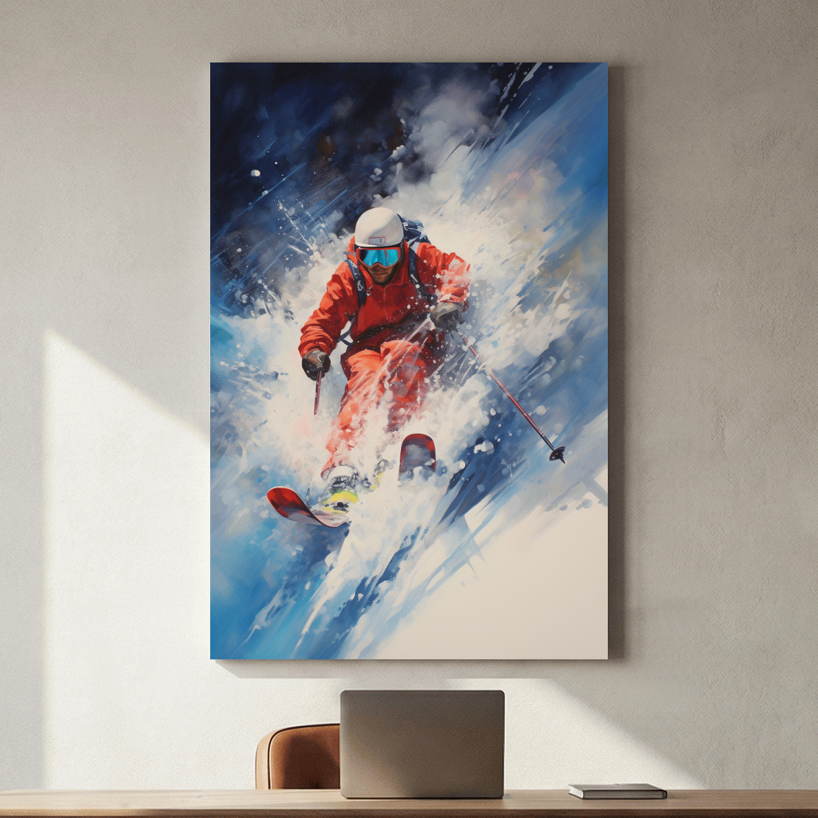 Powder Skier Dynamic Painting - Winter Sports Wall Art