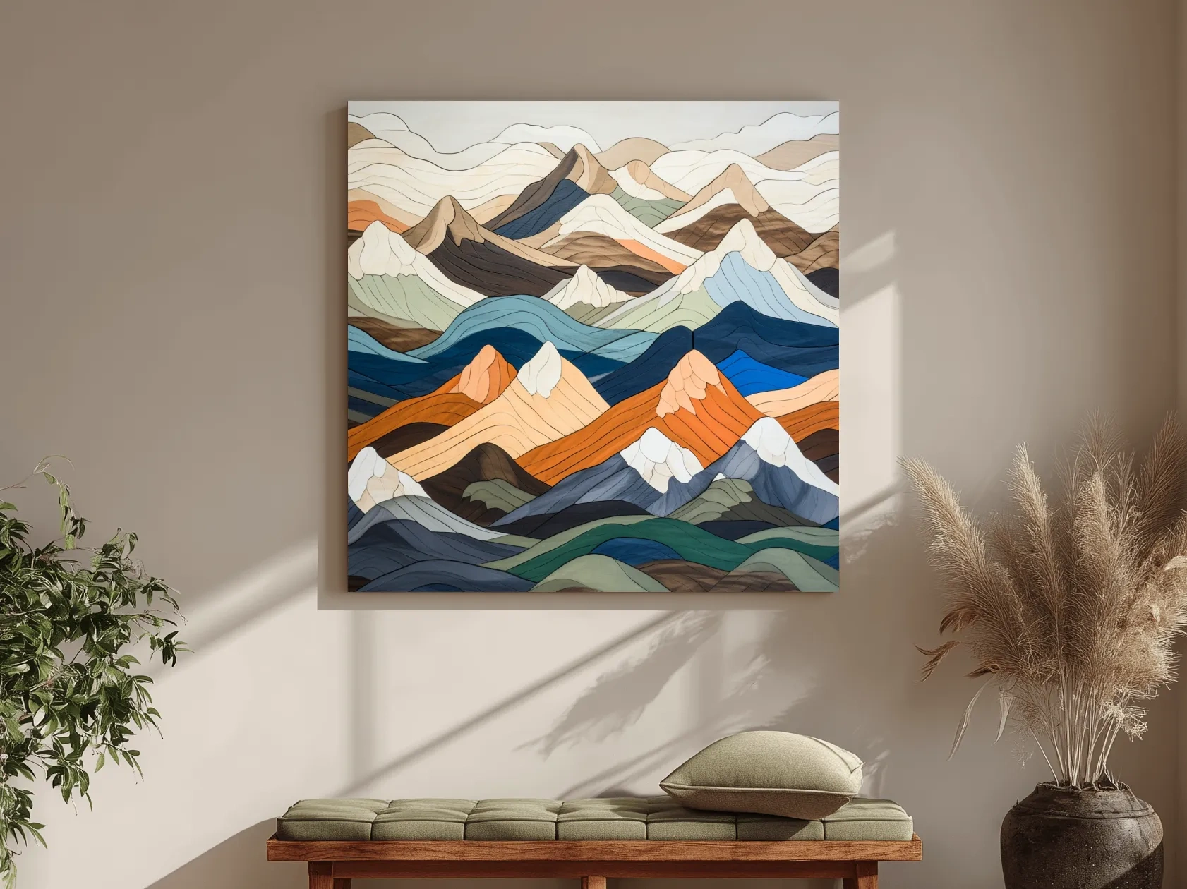 Layered Geometric Mountain Ranges - Modern Abstract Landscape Artwork