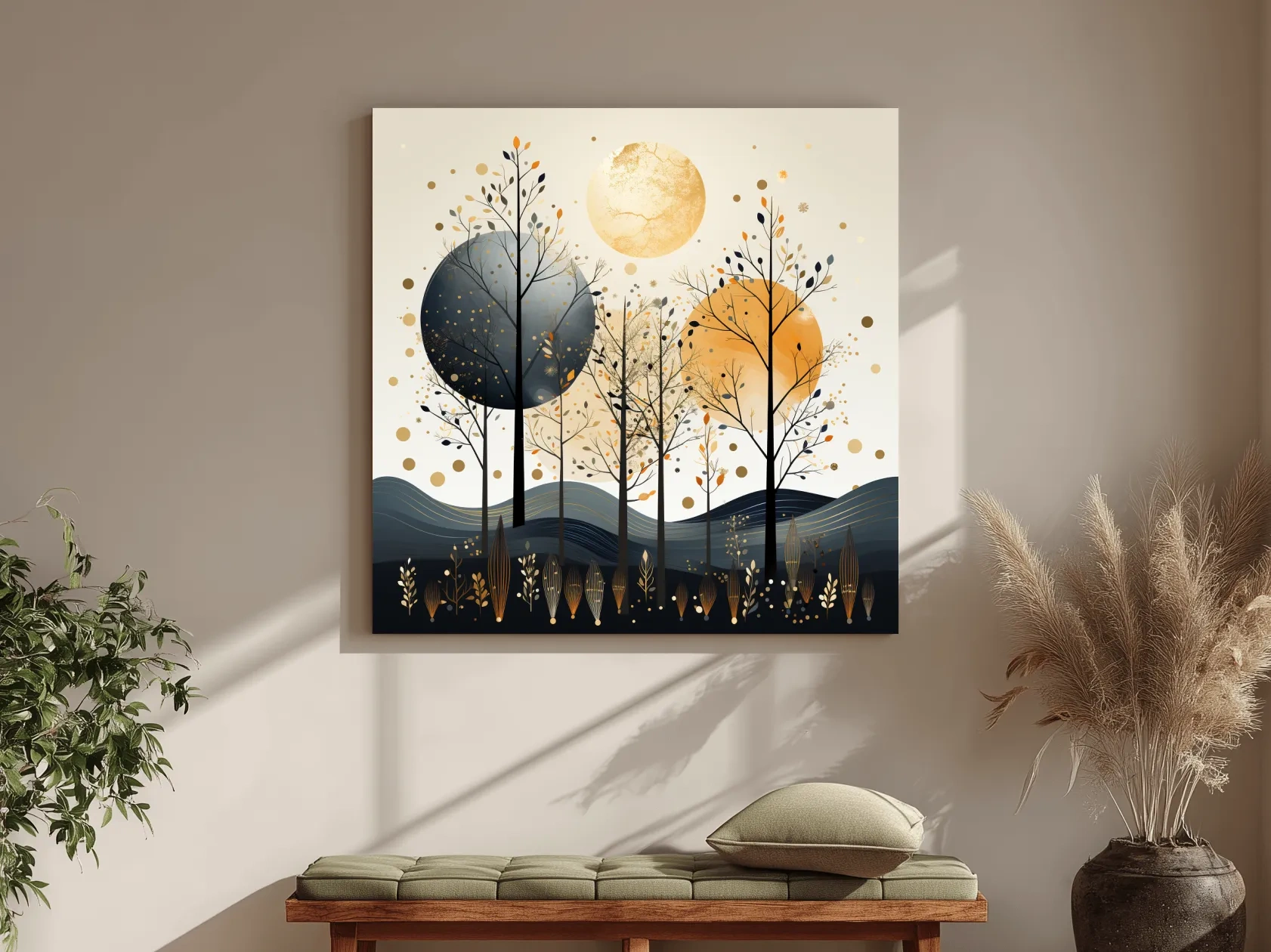 Chic Boho Tree Forest Landscape - Surreal Modern Wall Art
