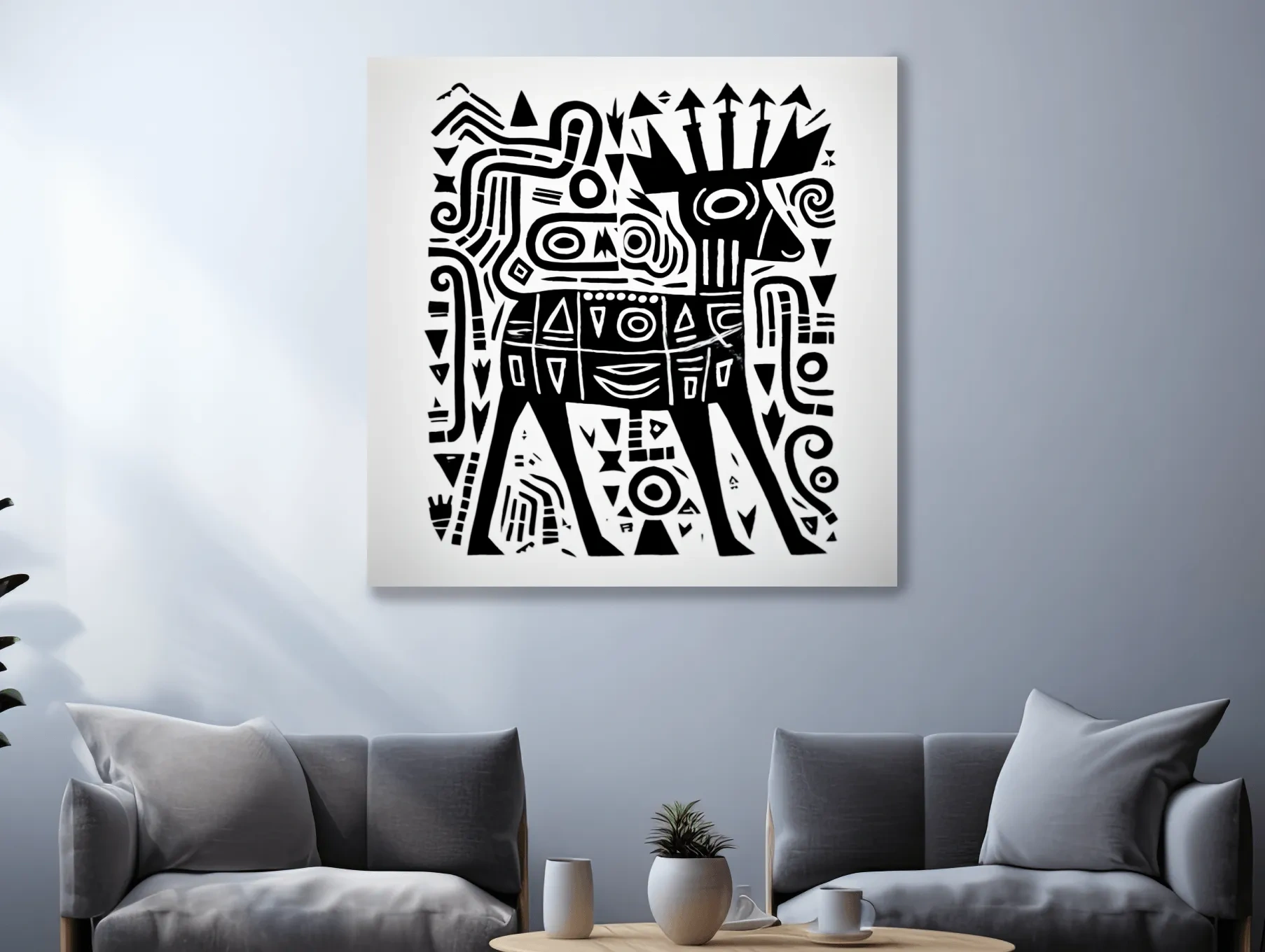 Tribal style quirky deer doodle illustration art