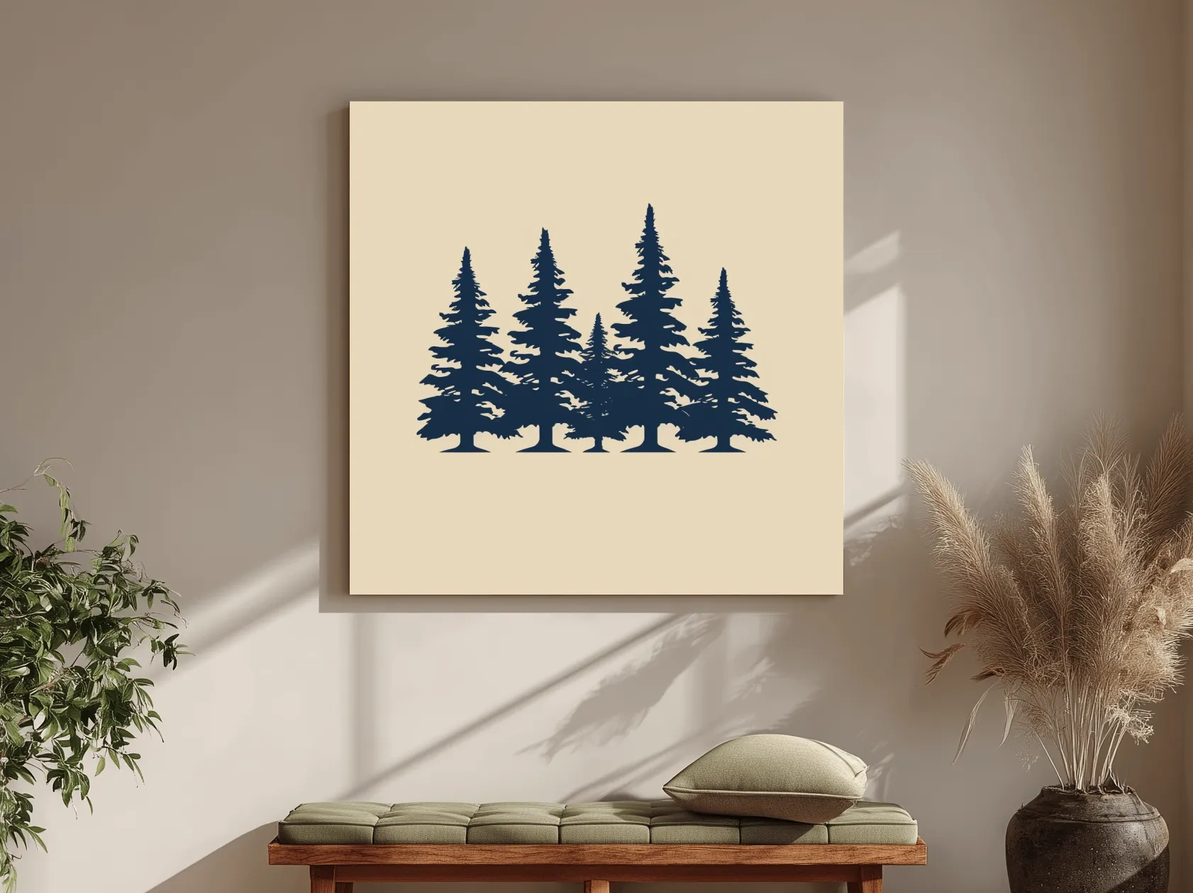 Minimalist Evergreen Pine Tree Silhouettes - Scandinavian Forest Wall Art