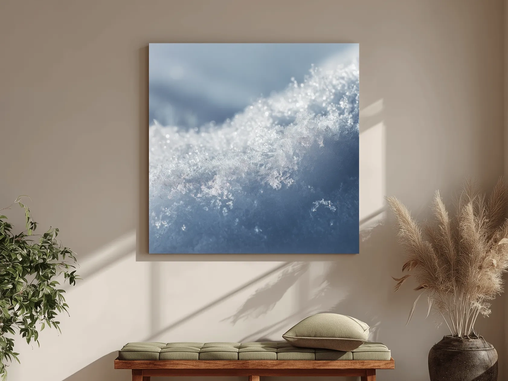 Sparkling Snowflake Ice Crystal Macro - Minimalist Winter Nature Wall Art