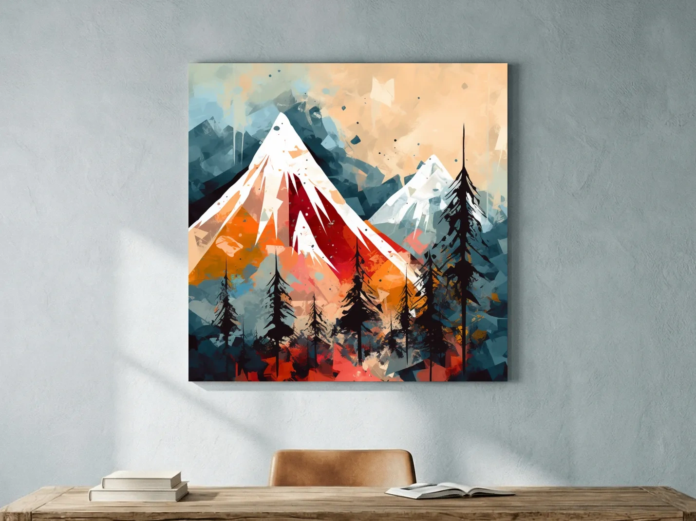 Rustic Abstract Mountain Peaks And Pine Forest - Landscape Wall Art