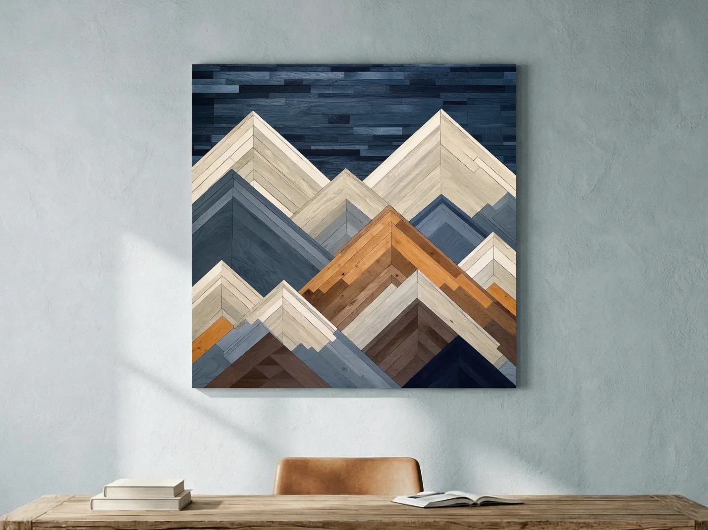 Geometric Wooden Mountain Peaks - Modern Abstract Landscape Wall Art