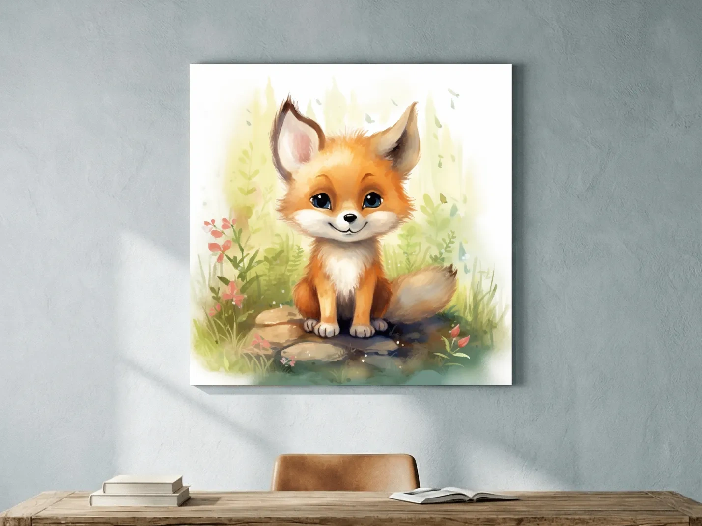 Cute Baby Fox Watercolor Illustration - Woodland Nursery Animal Wall Art
