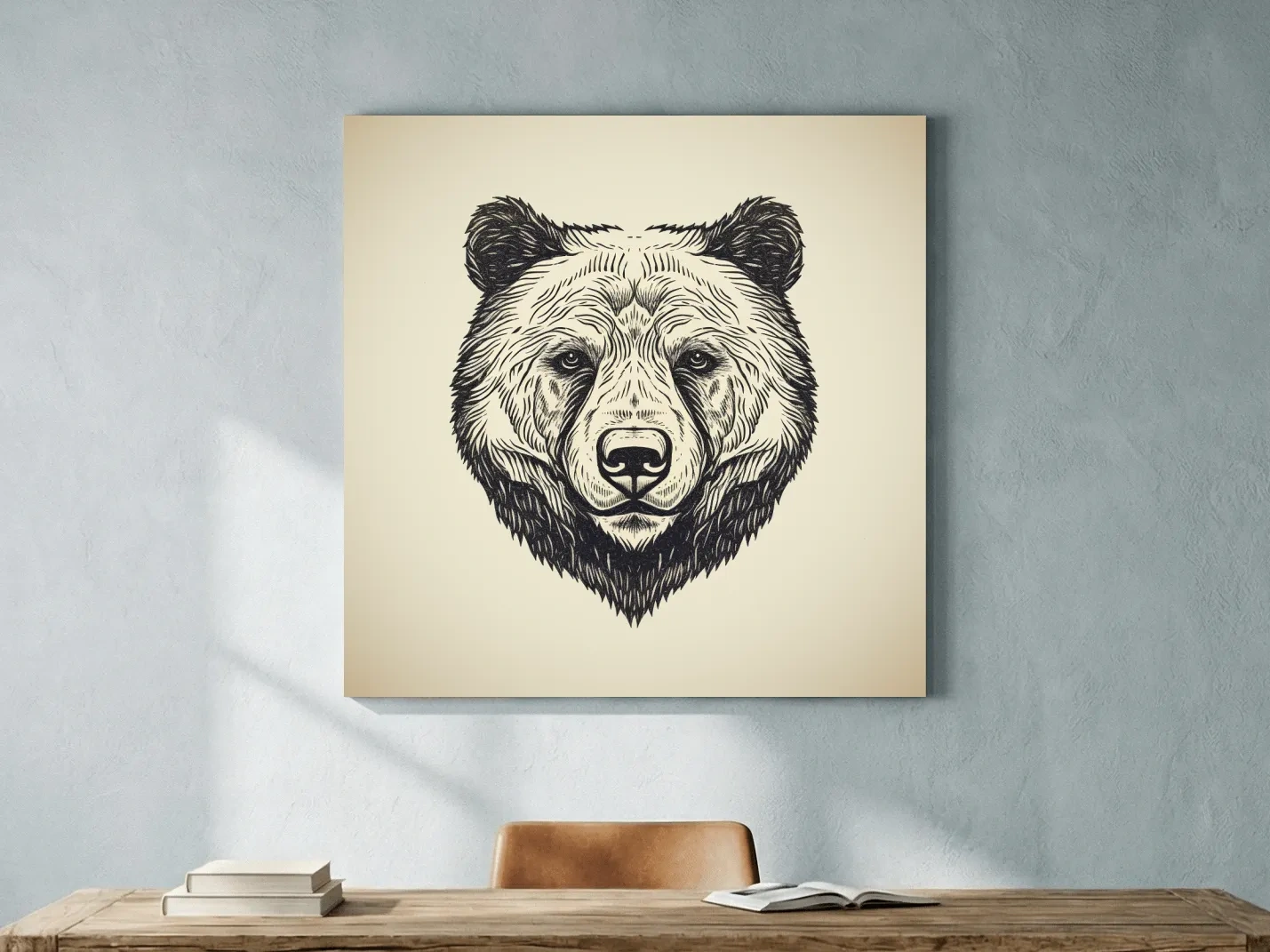 Vintage Grizzly Bear Line Drawing - Minimalist Wildlife Wall Art