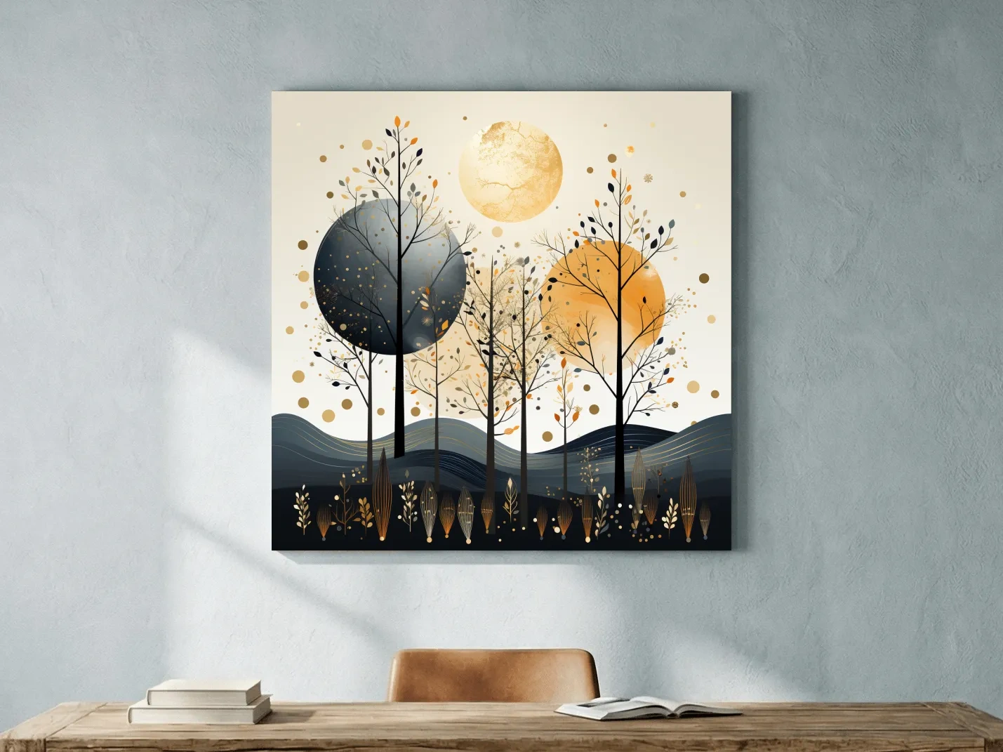 Chic Boho Tree Forest Landscape - Surreal Modern Wall Art