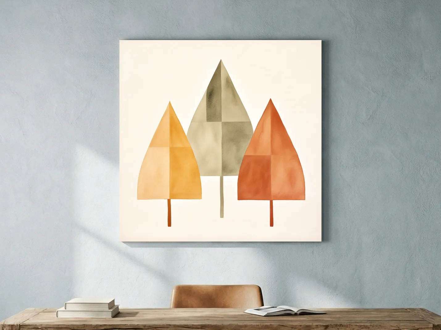 Minimalist Geometric Autumn Trees - Scandinavian Watercolor Forest Wall Art