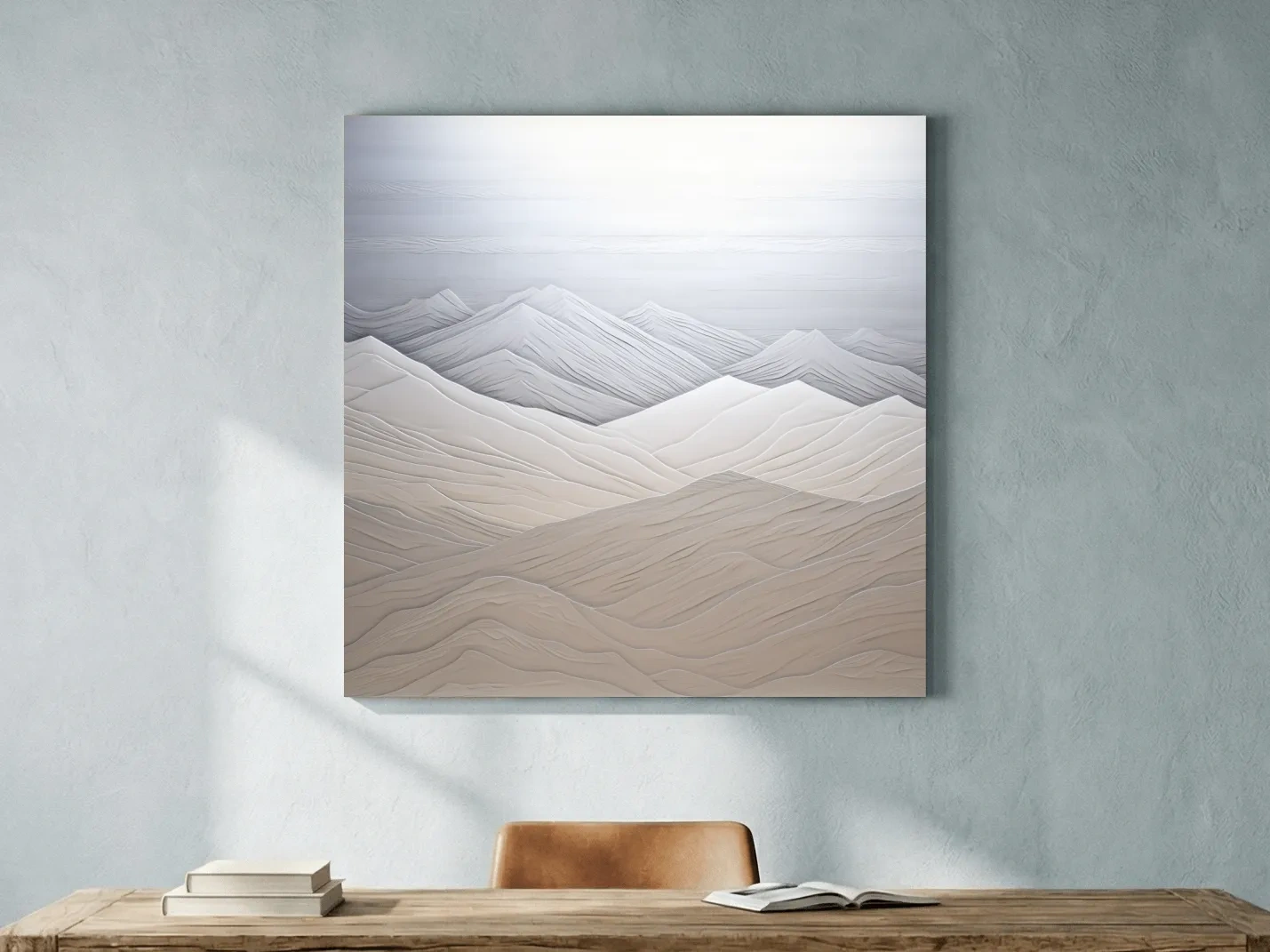 Minimalist Layered Mountain Relief Landscape - Monochrome Artwork