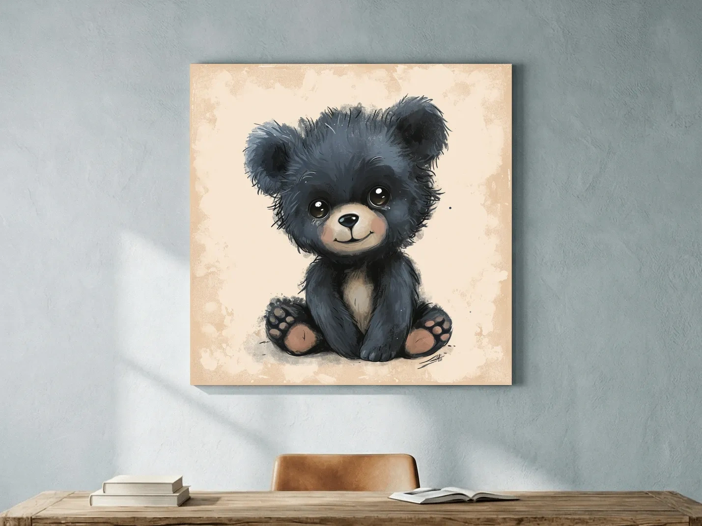 Cute Baby Bear Cub Painting - Whimsical Nursery Animal Wall Art