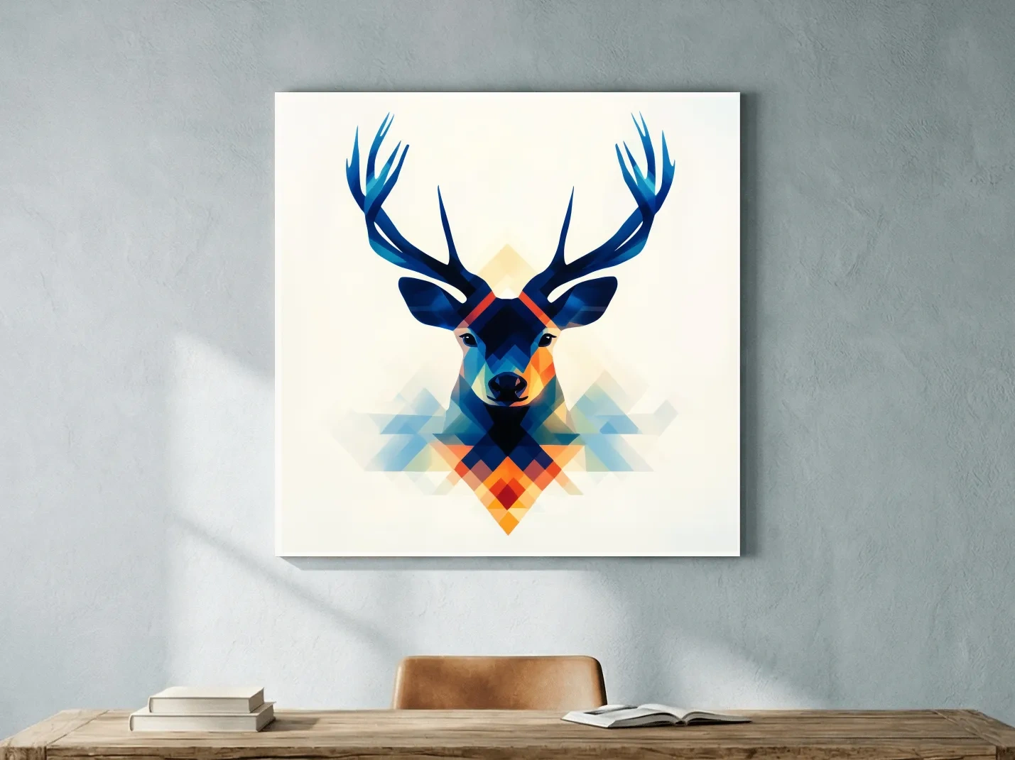 Geometric Stag Head Illustration - Colorful Abstract Wildlife Wall Art