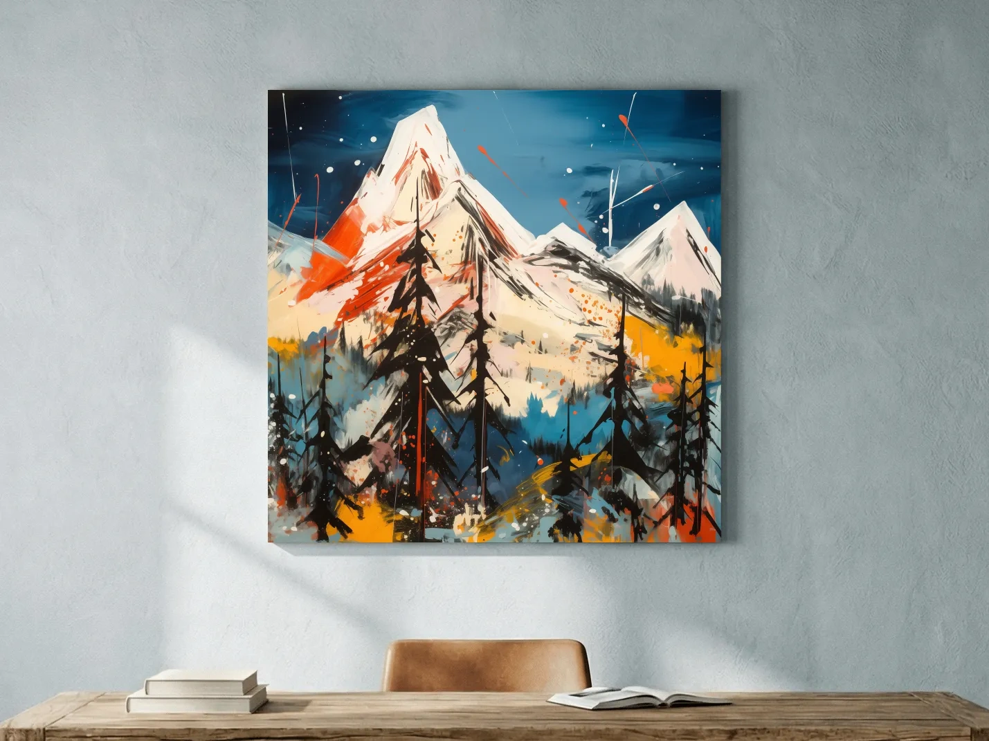 Vibrant Abstract Alpine Mountain Peaks - Bold Contemporary Painting Wall Art
